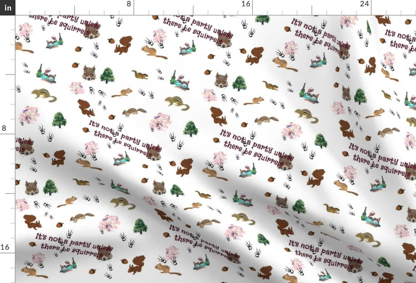 Spoonflower Fabric - Squirrel Party Animal Rodent Acorn Nature Printed on Upholstery Velvet Fabric Fat Quarter - Upholstery Home Decor Bottomweight Apparel