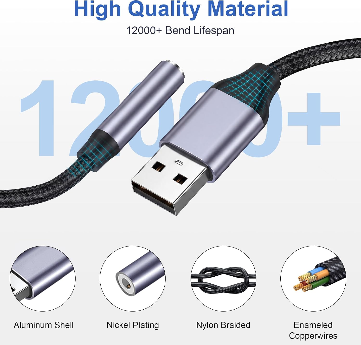 2 Pack USB to 3.5mm Jack Audio Adapter, External Sound Card, Mic-Supported USB to Aux Adapter Compatible with Headset, Laptop, PC, Linux, PS4, PS5 and More Devices
