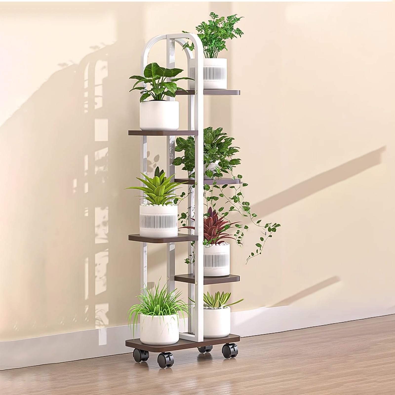 Support à plantes multi-niveaux d'intérieur et extérieur avec étagère pour pots de fleurs