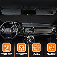 Vista 2 de D-Lumina Parasol plegable para parabrisas para Chevy Camaro 2016 2017 2018 2019 2020 2021 2022 2023, protector de visera de sol frontal bloquea