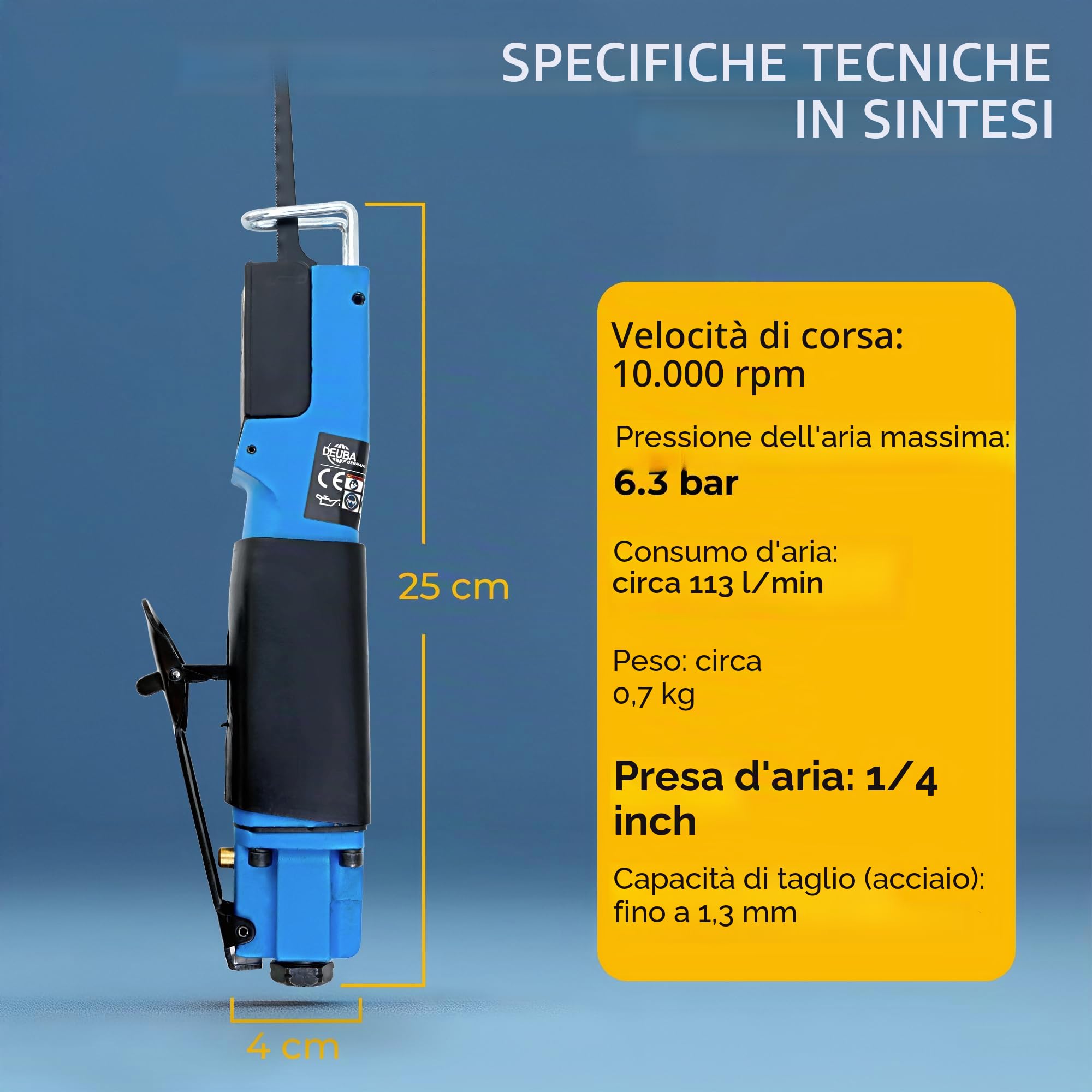 Monzana Sega Aria Compressa per Carrozzeria 6 Lame 10.000 giri/min Impugnatura Gommata Bricolage