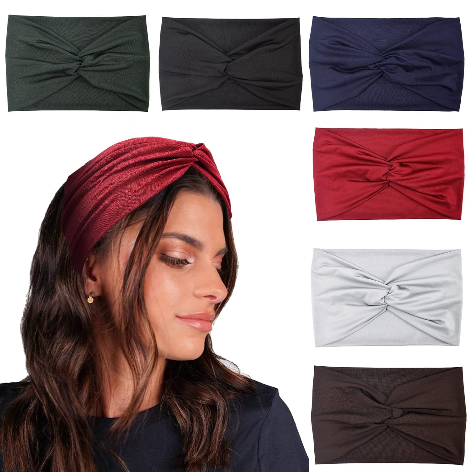 Carede Extra Wide Headbands for Women,Boho Headband Non Slip Tie Dye Head wraps Thick Turban Head Band Twisted Criss cross Bandana Headbands,Pack of 6 : Beauty & Personal Care