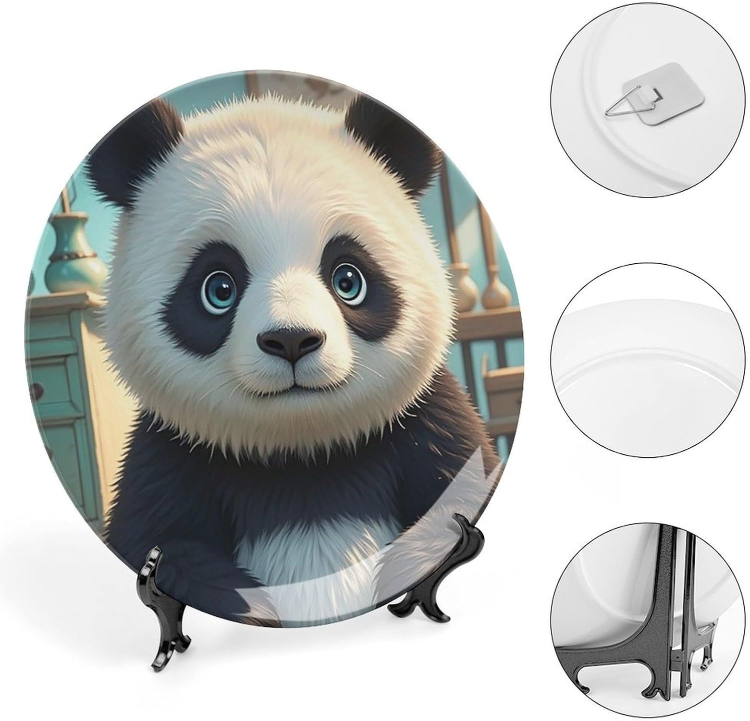 Anime Panda Face Ceramic Decorative Plate for Home, Bone China Plates image 4