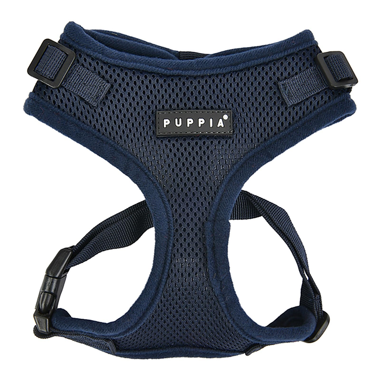 Puppia Ritefit Dog Harness small dog and medium dog harness - Adjustable and Super soft in many colours - Also usable as Puppy Harness - Anti Pull Dog Lead, Navy, S