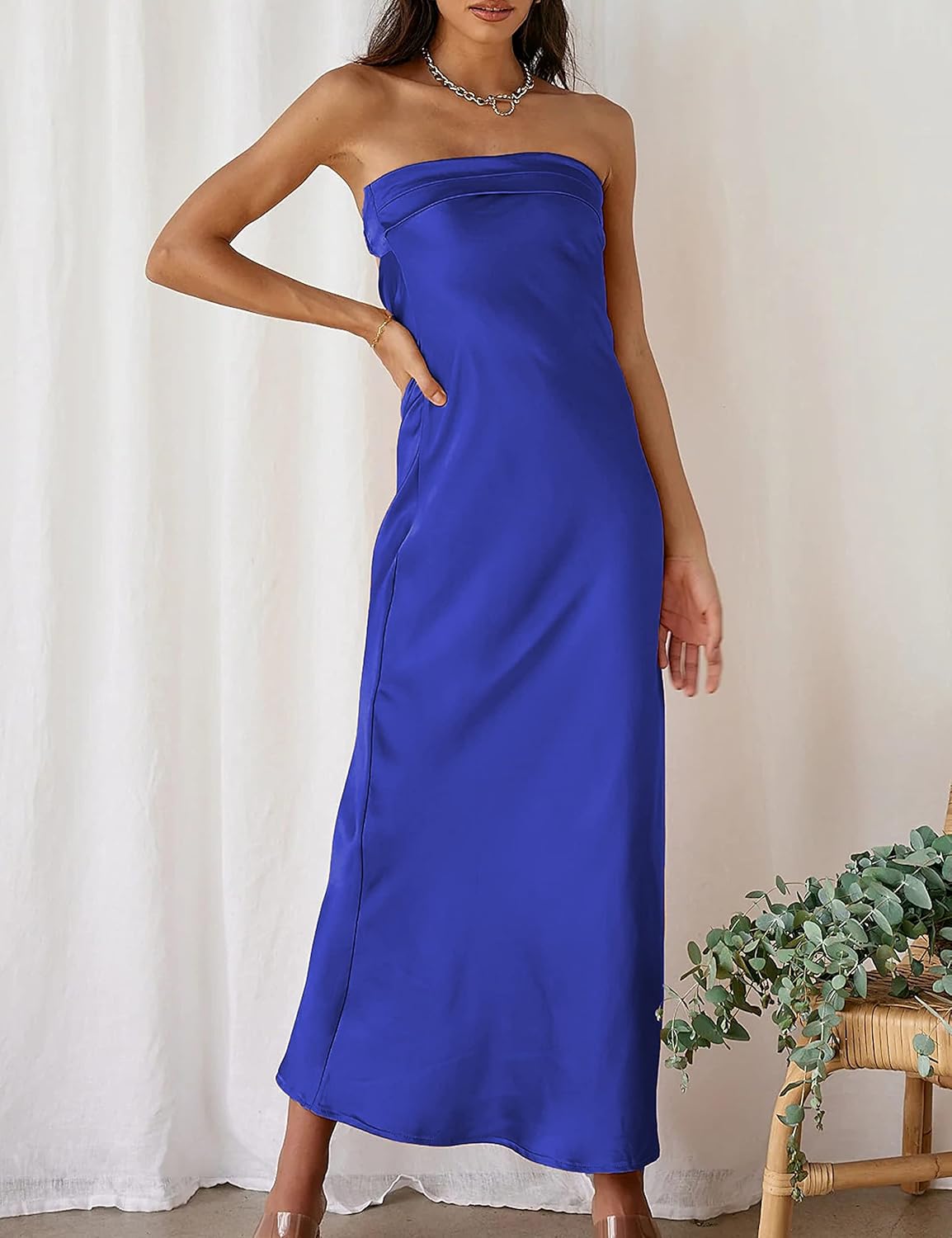 White Silk Robe 11/mo Finance Realtix Satin Silk Backless Tube