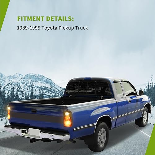 Miniatura 3 de DWVO Lámparas traseras compatibles con Toyota Pickup Truck 1989 1990 1991 1992 1993 1994 1995 luces traseras negras humo DWTL004W