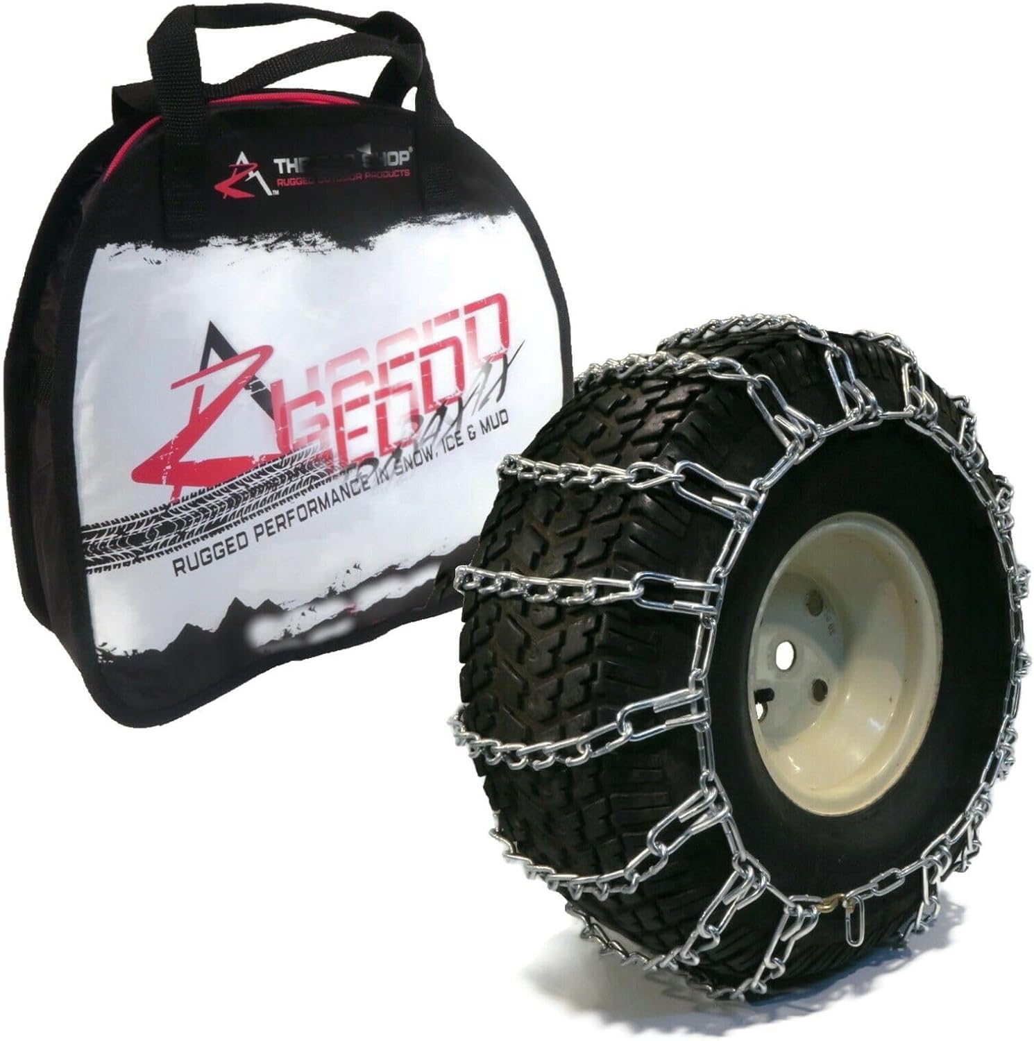 GaRcan Pair of 2 Link Tire Chains 20x10x8 for Lawn Mower & Garden Tractor, Replacement for John Deere OEM, BLACK