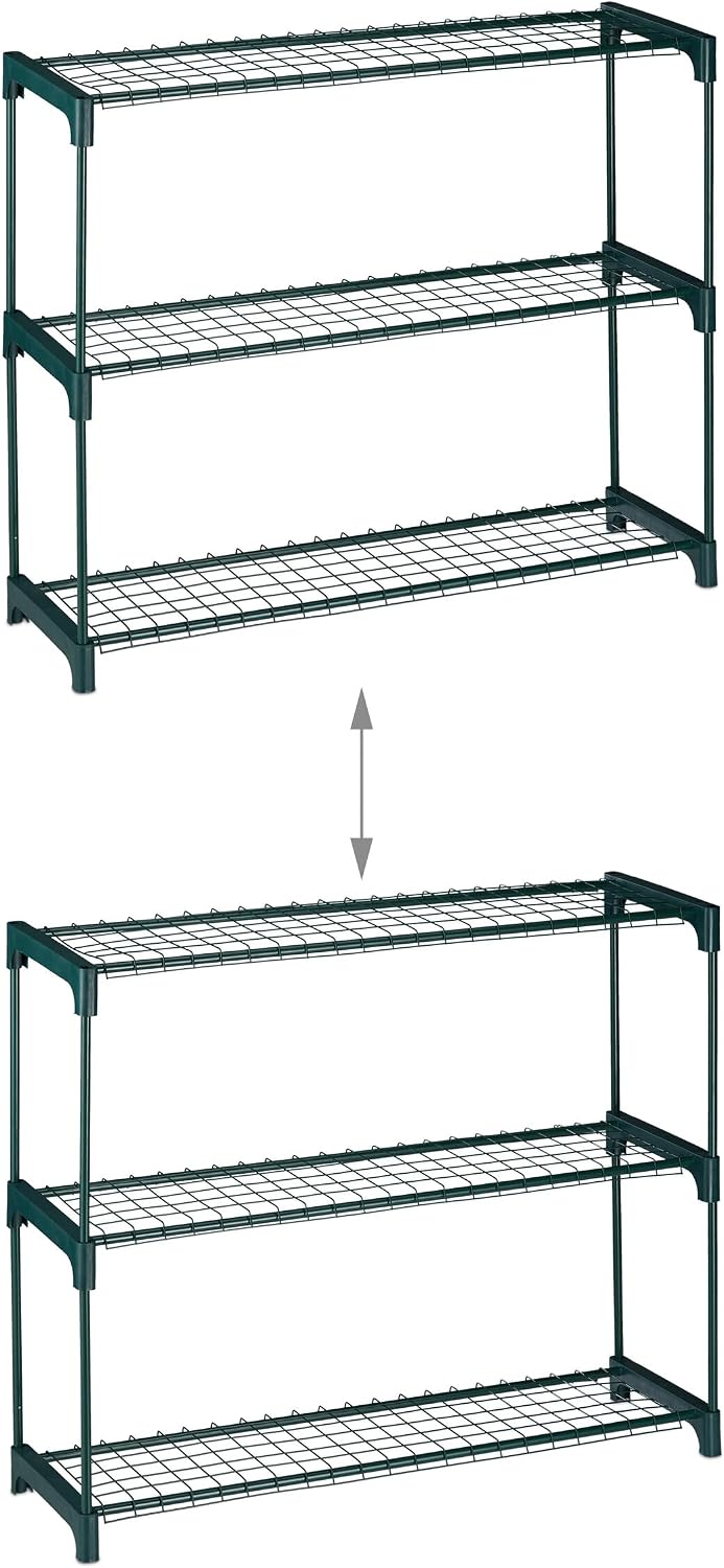 Relaxdays Plant rack, 6 Shelves, Plant Stand with Shelves, Flowers and Herbs, Metal Flower Stand, H x W x D: 173 x 91 x 28.5 cm, Green