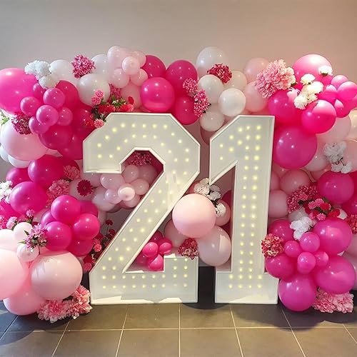 Miniatura 6 de Kit de arco de guirnalda de globos rosados, kit de arco de globos rosa intenso, globos de látex rosa, globos de fiesta para niñas, niños, decoración