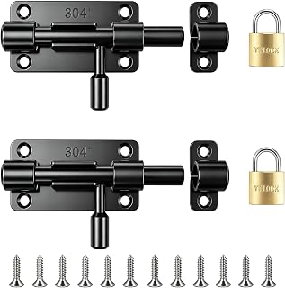 4 Zoll Edelstahl Türriegel,2 Stück Türriegel mit 2 Vorhängeschlösser | Bolzenriegela Schließfächer,Mehrwinkel Bolzenriegel mit Schrauben,Schieberiegel Klein für Gartentor Badezimmer Schuppen
