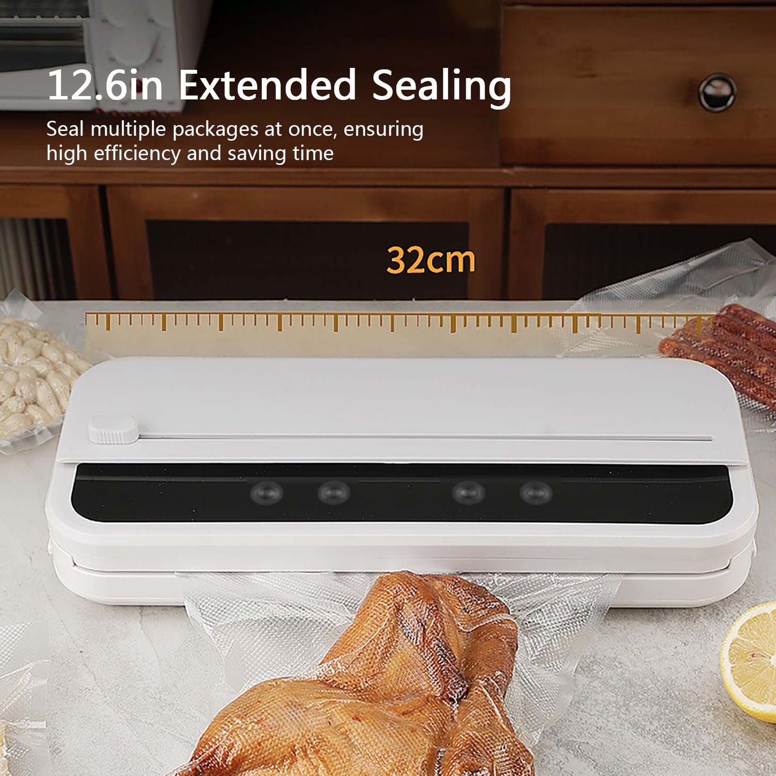 Portable Vacuum Sealer Machine, Automatic Food Sealer with Built - in Cutter, Dry/Wet Modes, Compact Vacuum Sealer for Food Preservation, Sous Vide & Meal Prep