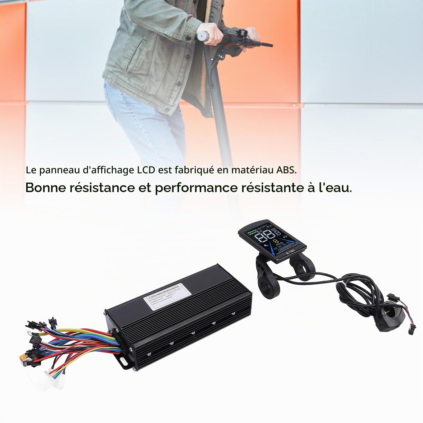BuyWeek Kit de Contrôleur de Moteur sans Balais de Vélo Électrique, 36V 48V 1500W 2000W 40A 3 Mode Contrôleur d'onde Sinusoidale et Panneau d'Affichage LCD S-100 pour Scooter Électrique
