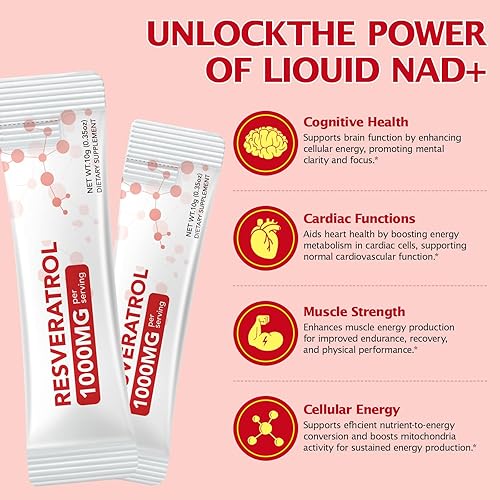 Vista 6 de Suplemento NAD+ para mujeres de 1000 mg - Potenciador de energía celular de alta potencia con ribósido de nicotinamida, PQQ, resveratrol - Salud