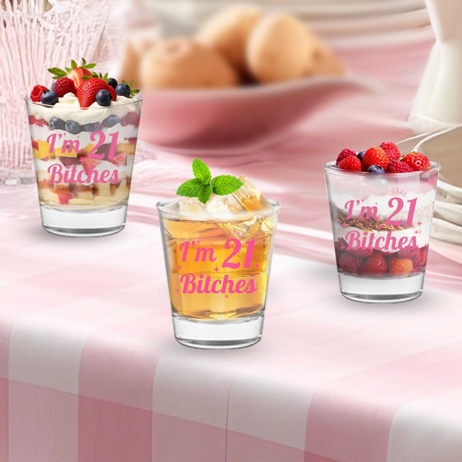 21st Birthday Shot Glass for Birthday Girl, Cool 21st Birthday Gifts, Turning 21 Present, Pink Shot Glasses, I'm 21, 2oz
