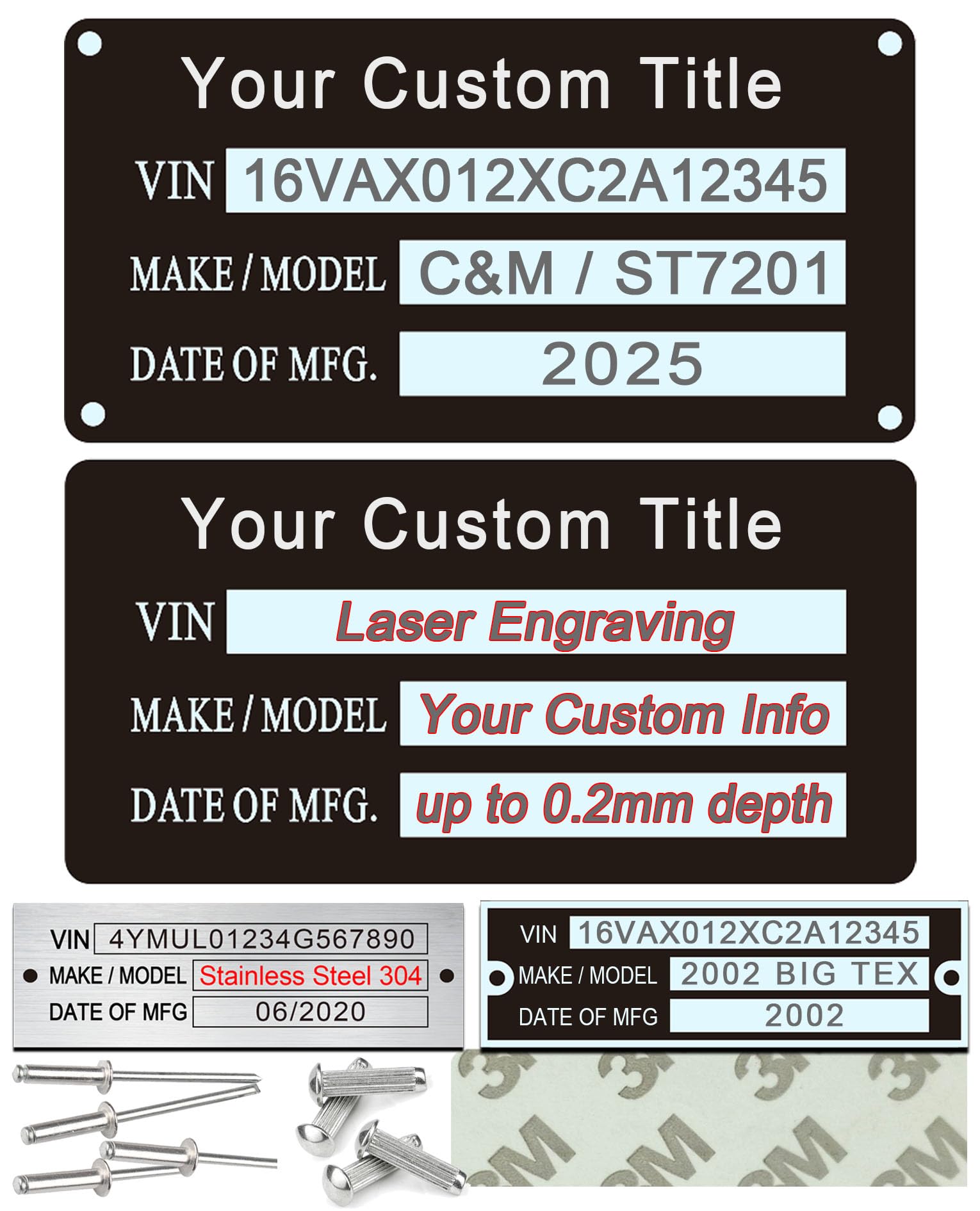 Custom VIN Number Plate for trailer– Aluminum trailer VIN plate