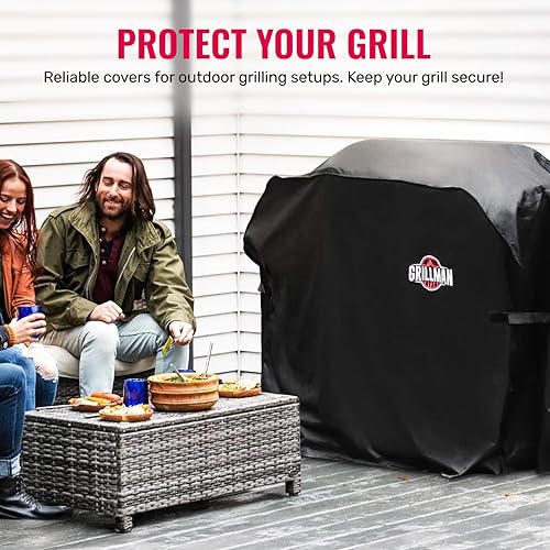 Miniatura 2 de Grillman - Funda para parrilla exterior, resistente e impermeable para barbacoa, a prueba de rasgaduras y resistente al viento, grande para parrilla