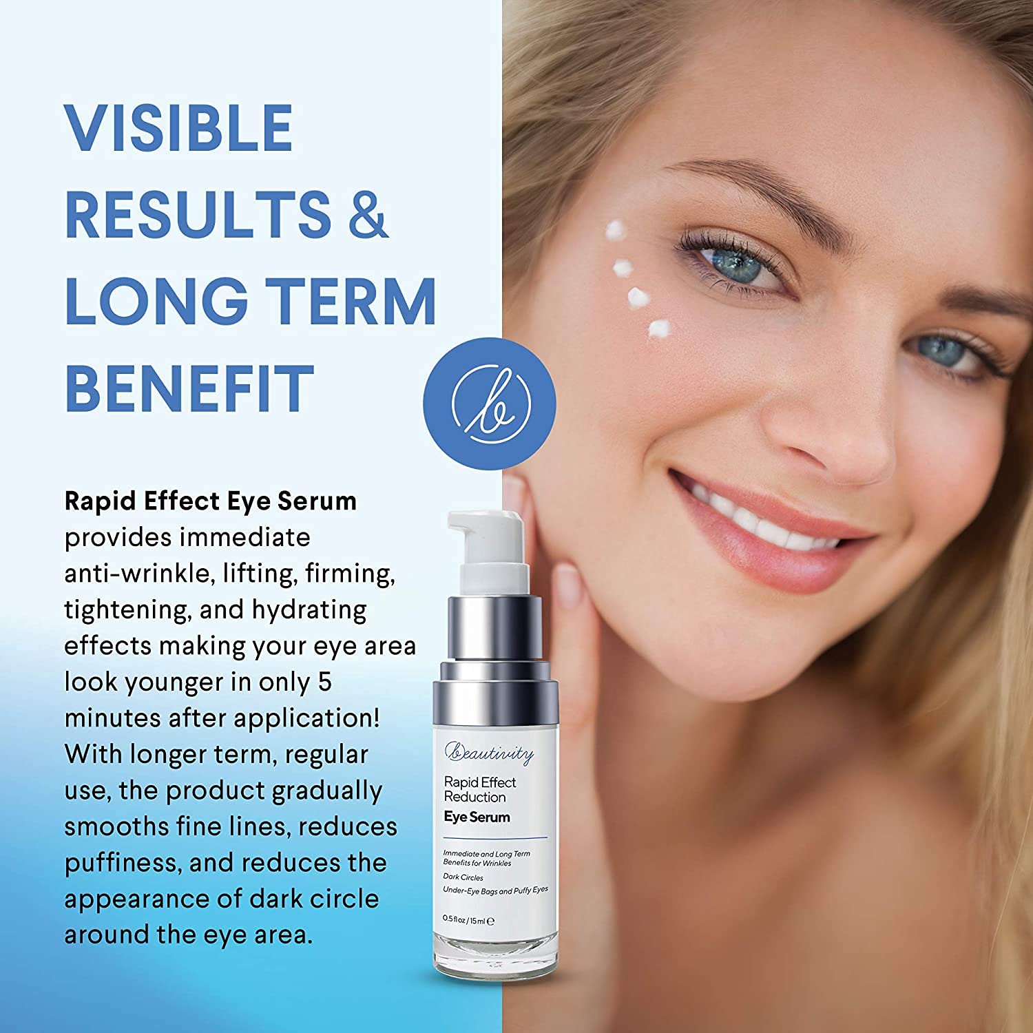Anti-Aging Rapid Reduction Eye Cream Rapid Reduction Eye Serum Eye Cream Eye Wrinkle Cream Reduce Under-Eye Bags, Wrinkles, Dark Circles, Fine Lines & Crow's Feet Instantly and Visibly for Women Men 2 minutes 15 ML : Beauty & Personal Care