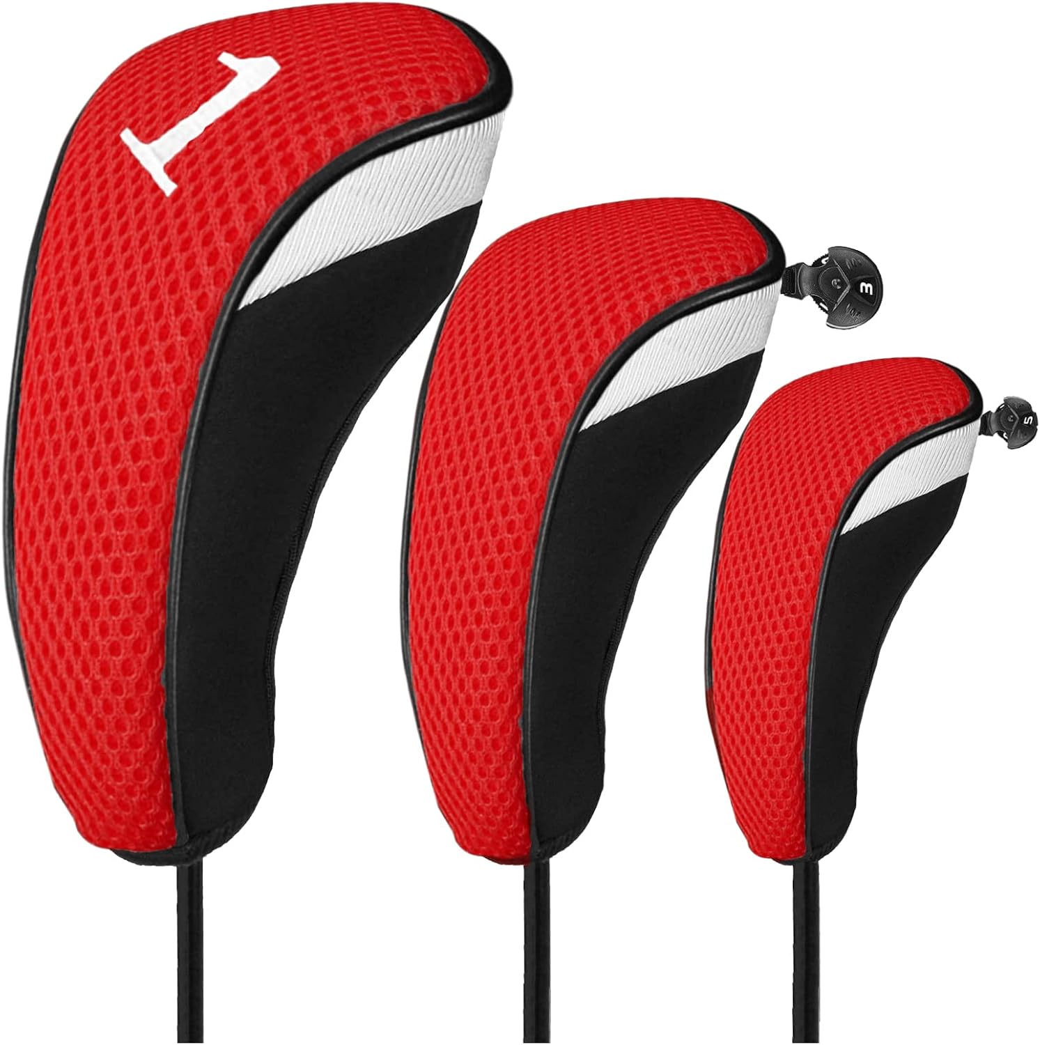 Golf Club Head Covers Woods Driver Fairway Hybrid 3 Pack Set