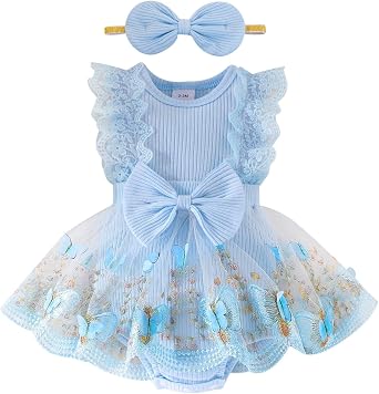 Baby Girl Clothes Cute Ruffle Romper Tulle Dress Summer Outfit 0-12M