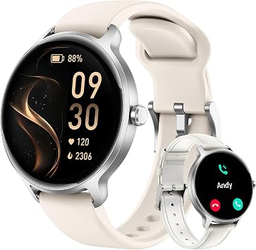 Smart Watch for Women, 1.27" AMOLED Screen Smartwatch with Answer/Make Call for iPhone/Android/Samsung, Fitness Tracker with 120+ Sport Modes, Heart Rate/Sleep/Health Monitor, IP68 Waterproof, 2 Bands