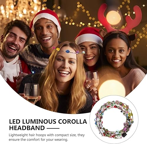 Miniatura 7 de YARNOW Diadema de corona de flores LED, 10 unidades, guirnalda luminosa, diadema de hada, juguete de plástico, coronas de flores luminosas