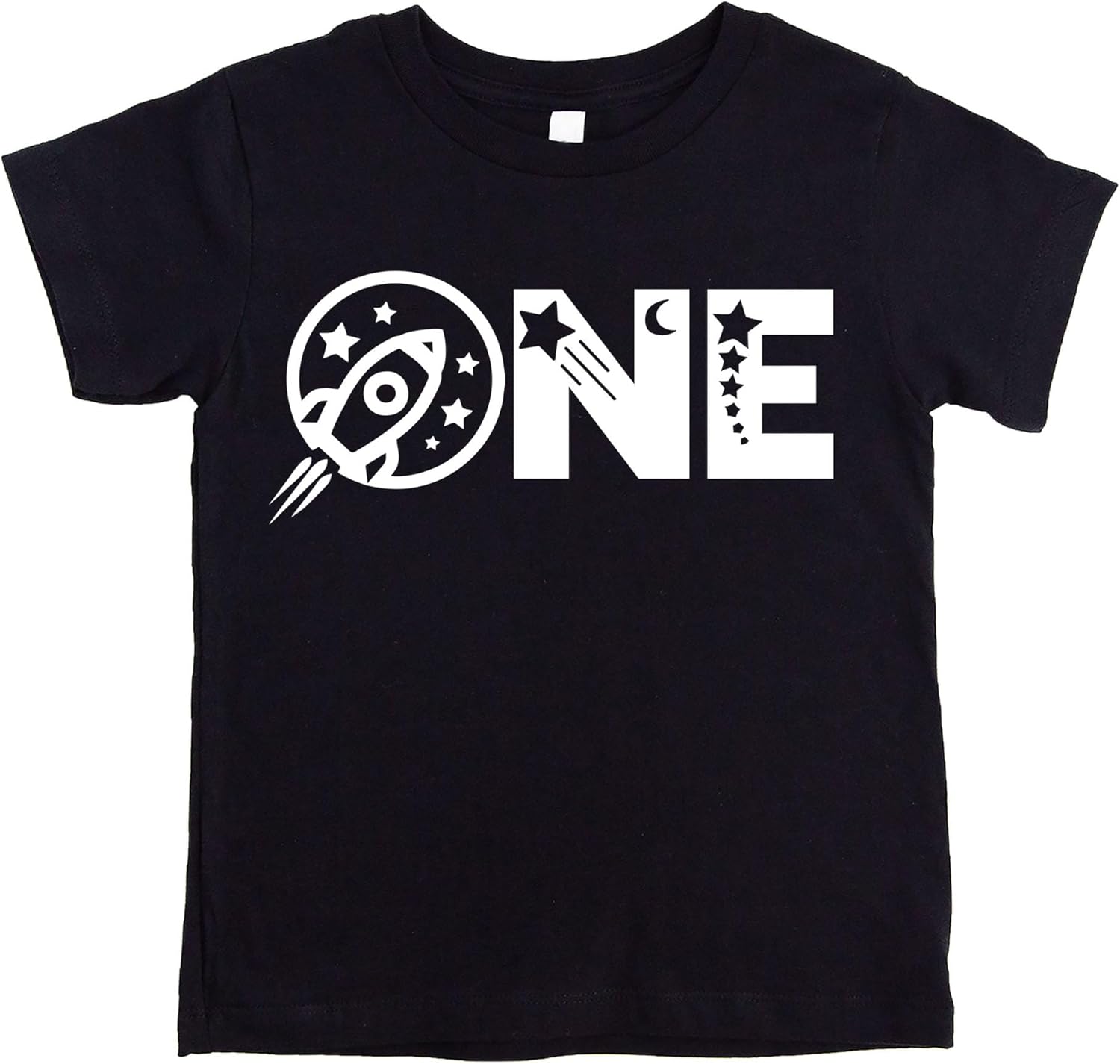 Olive Loves Apple 1st Birthday Spaceship Space Themed T-Shirts with Planets and Stars for 1st Birthday Party