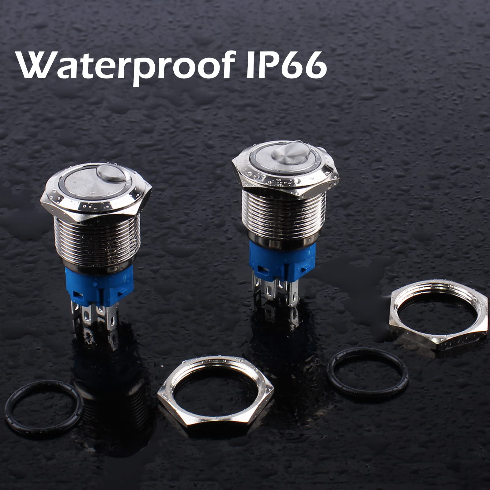 Snapklik.com : DMWD 5pcs 19mm Metal Waterproof Momentary Push Button ...