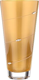 DIAMANTE Swarovski Gold Metallic Silhouette Conical Tapered Vase with Sw...