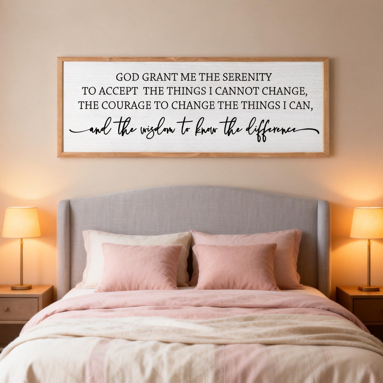 Serenity Prayer Rustic Bible Verse Framed Wall Art, 40''×15'' Vintage Religious Christian Saying Sign for God Jesus Christ Prayer, Positive Horizontal