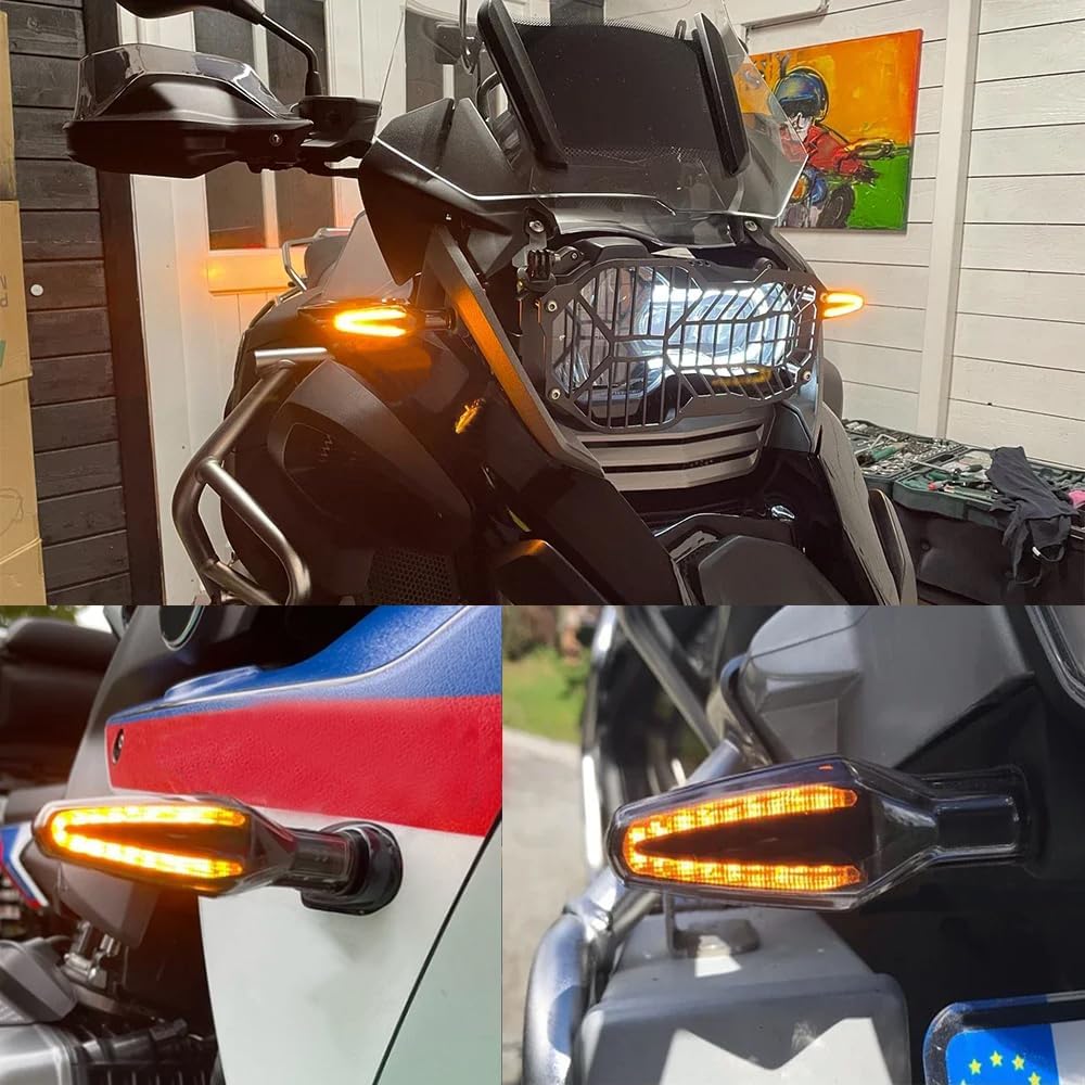 Universal 2PCS 12V LED Motorcycle Turn Signal Indicator Blinker Flashers Compatible with BMW R1200GS R1200R R1250GS R1250R LC ADV F750GS F850GS S1000RR S1000XR G310GS G310R (Clear)