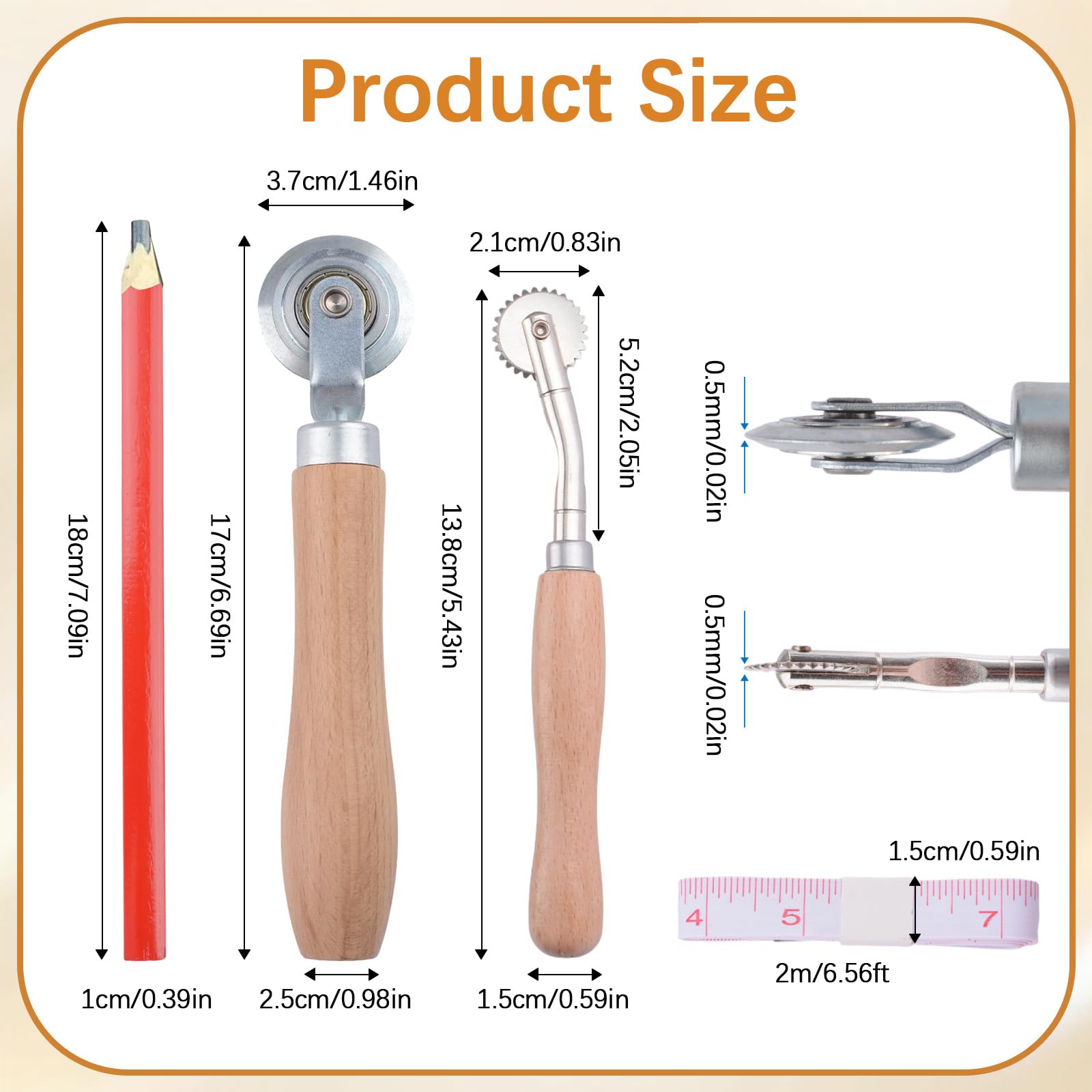 Kit di 2 strumenti per ridimensionare scatole, in cartone solido e tratteggiato, con manico in legno, per realizzare biglietti, carta, metallo, fogli e artigianato in pelle