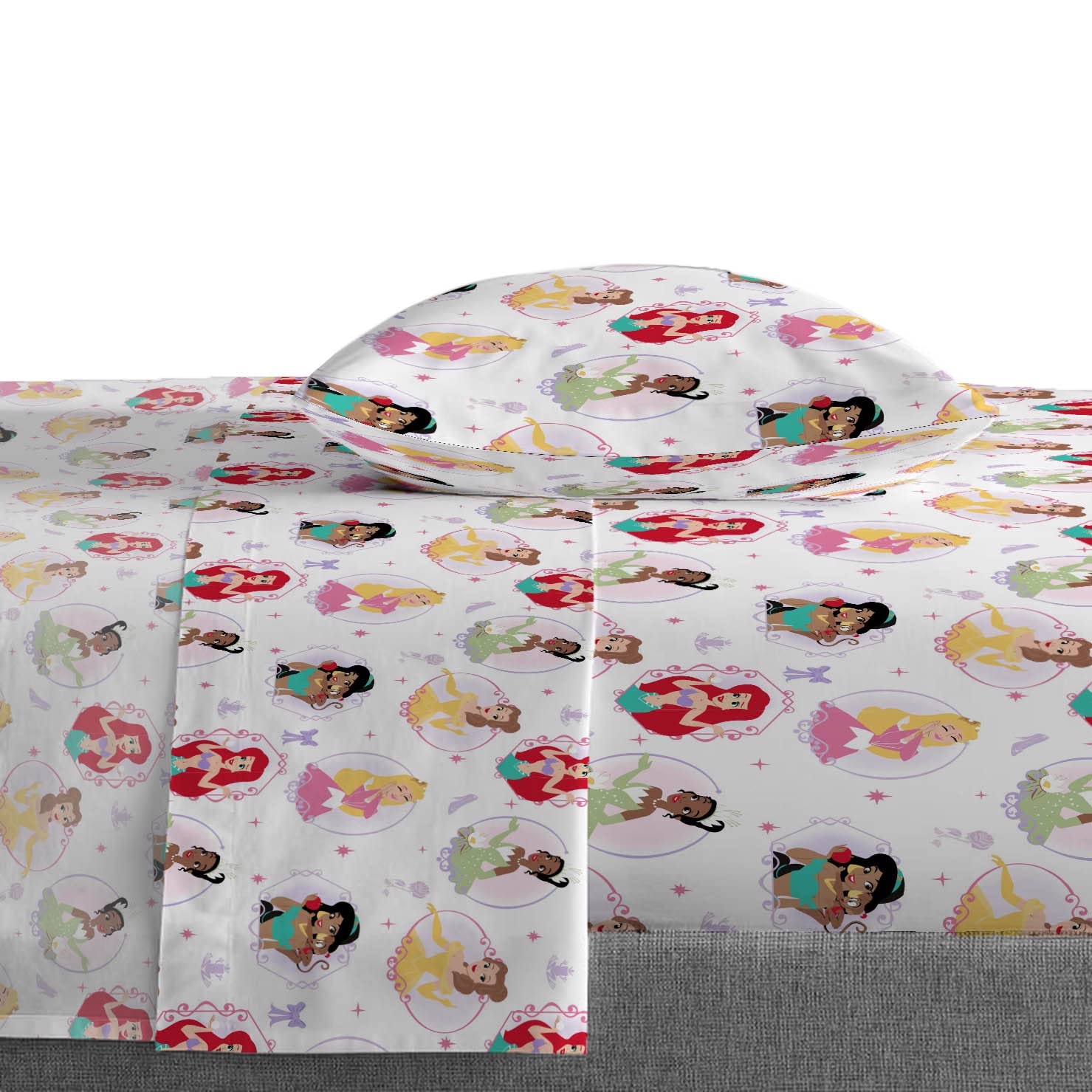 Saturday ParkDisney Princess Besties Twin Sheet Set - 3 Piece 100% Organic Cotton Sheets - GOTS & Oeko-TEX Certified (Disney Official)