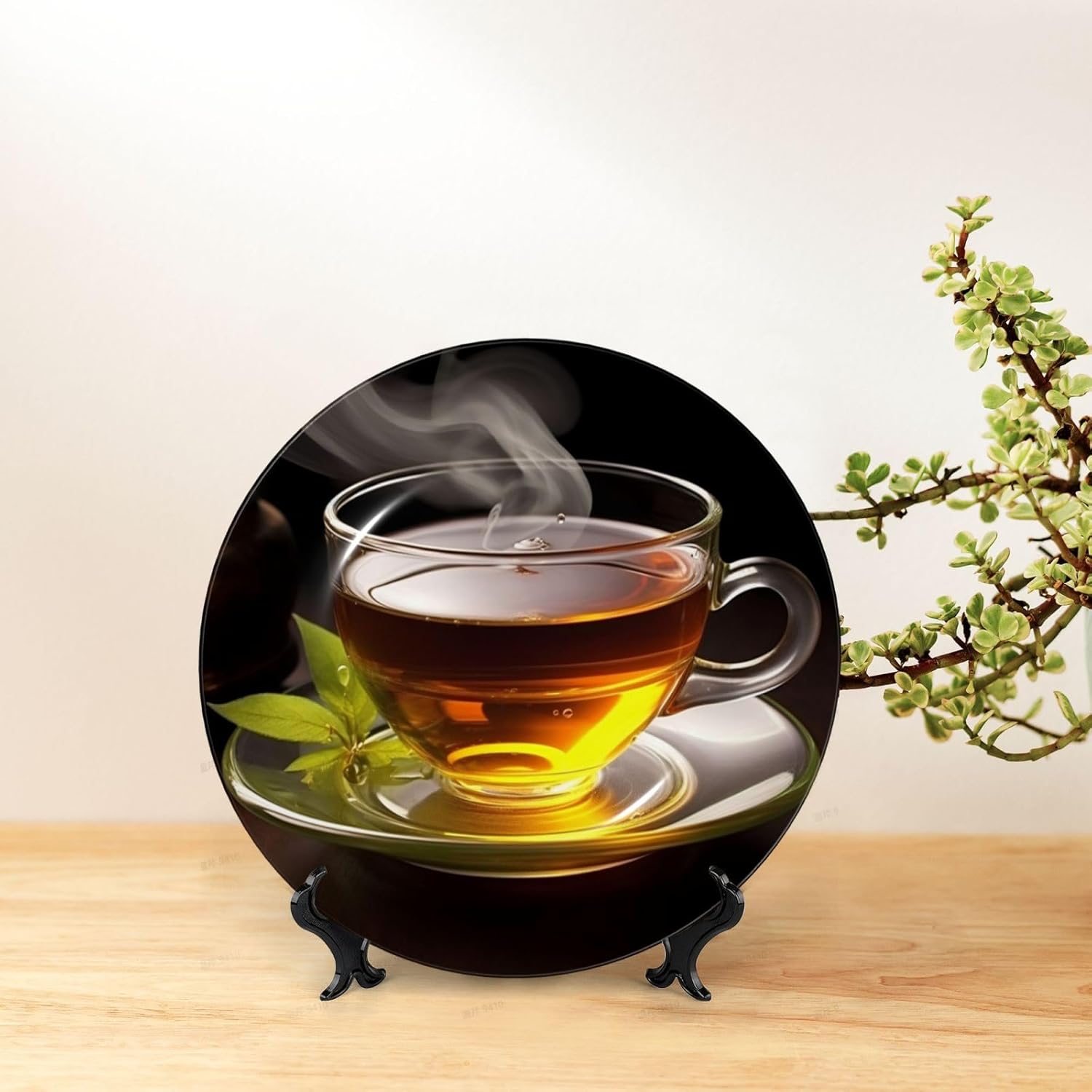 ティーボーンチャイナ装飾プレート 絵付き パーソナライズされた磁器ディナープレート ディスプレイスタンド付き セラミック装飾プレート