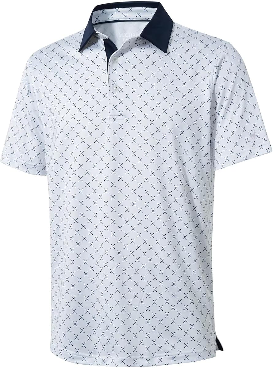 Camisas de golf de manga corta para hombre que absorben la humedad Dry Fit Print Performance Athletic Casual Golf Polo Shirts para hombre