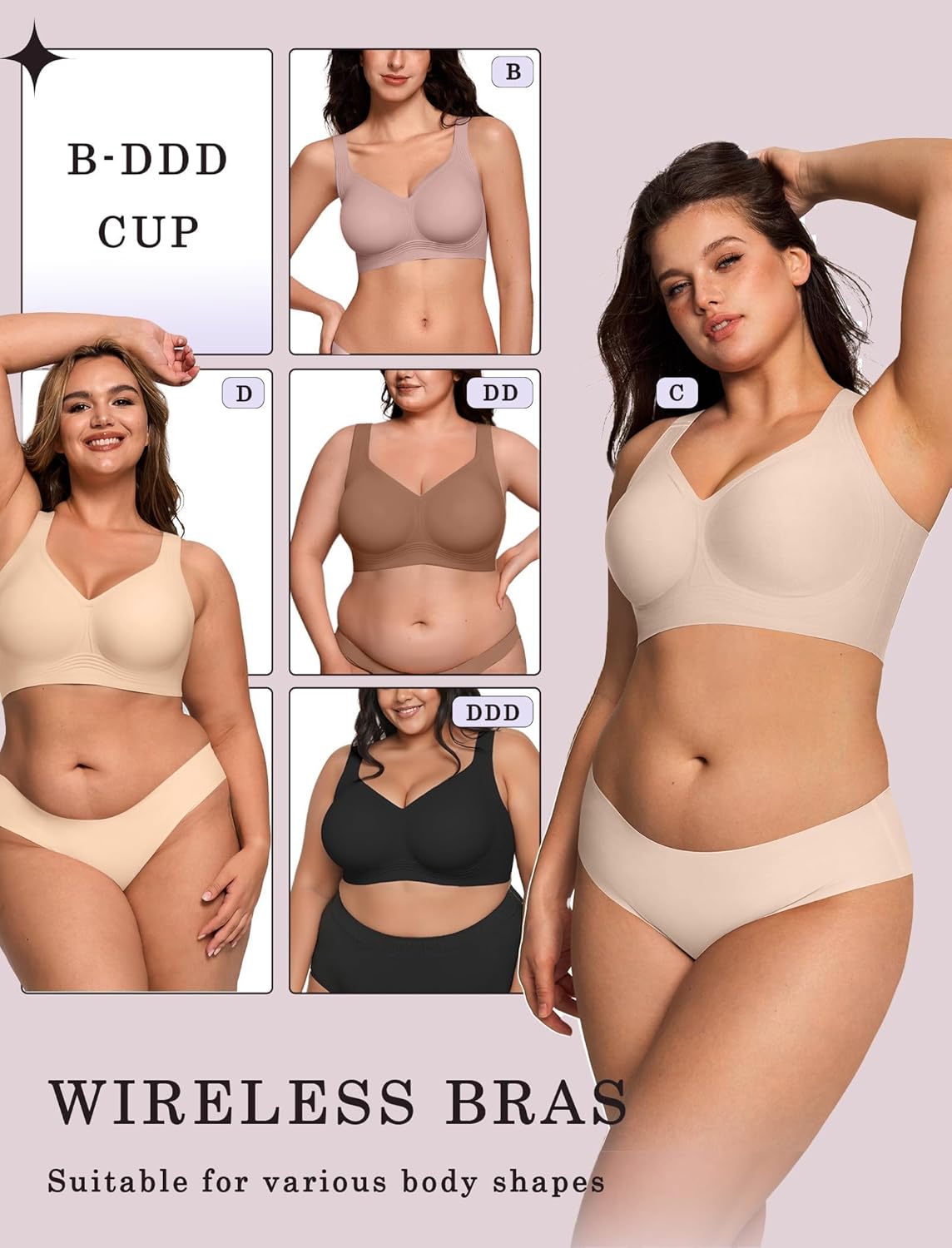 OEAK Womens Wireless Jelly Bra Plus Size Supportive Seamless Bras Full Coverage Push Up Comfortable No Underwire Tshirt Bras - Image 5