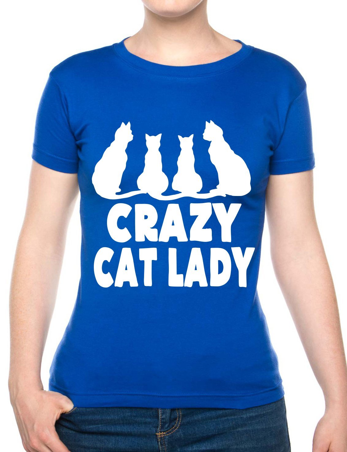 Crazy Cat Lady Ladies T Shirt Unisex Fit XX-Large Blue