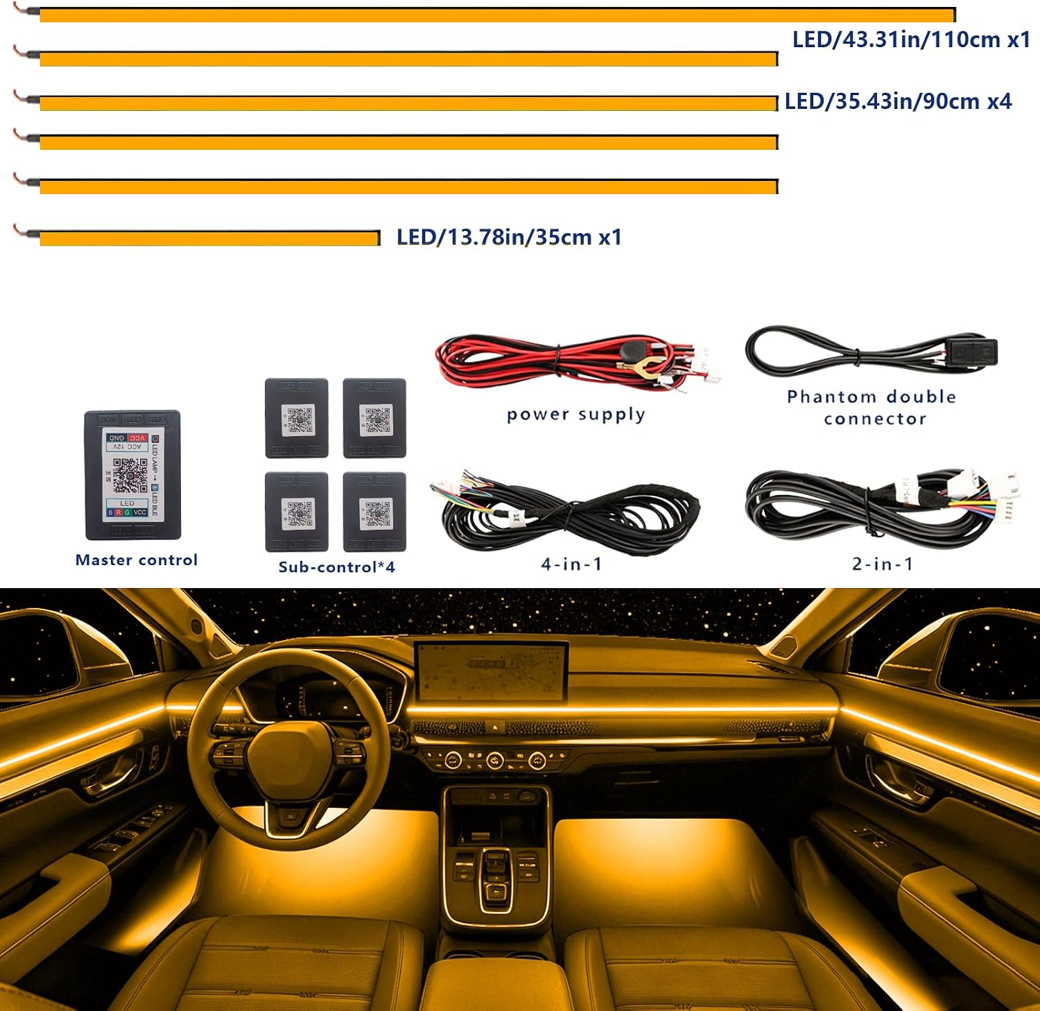 Acrylic Interior Car LED Strip Light WithWireless APP, for Toyota Tundra2022,2023,2024,2025,2026RGB 6 in 1 with Strip Lights for Car, Dynamic ChasingMusic Sync Neon Car Ambient Lighting Kits