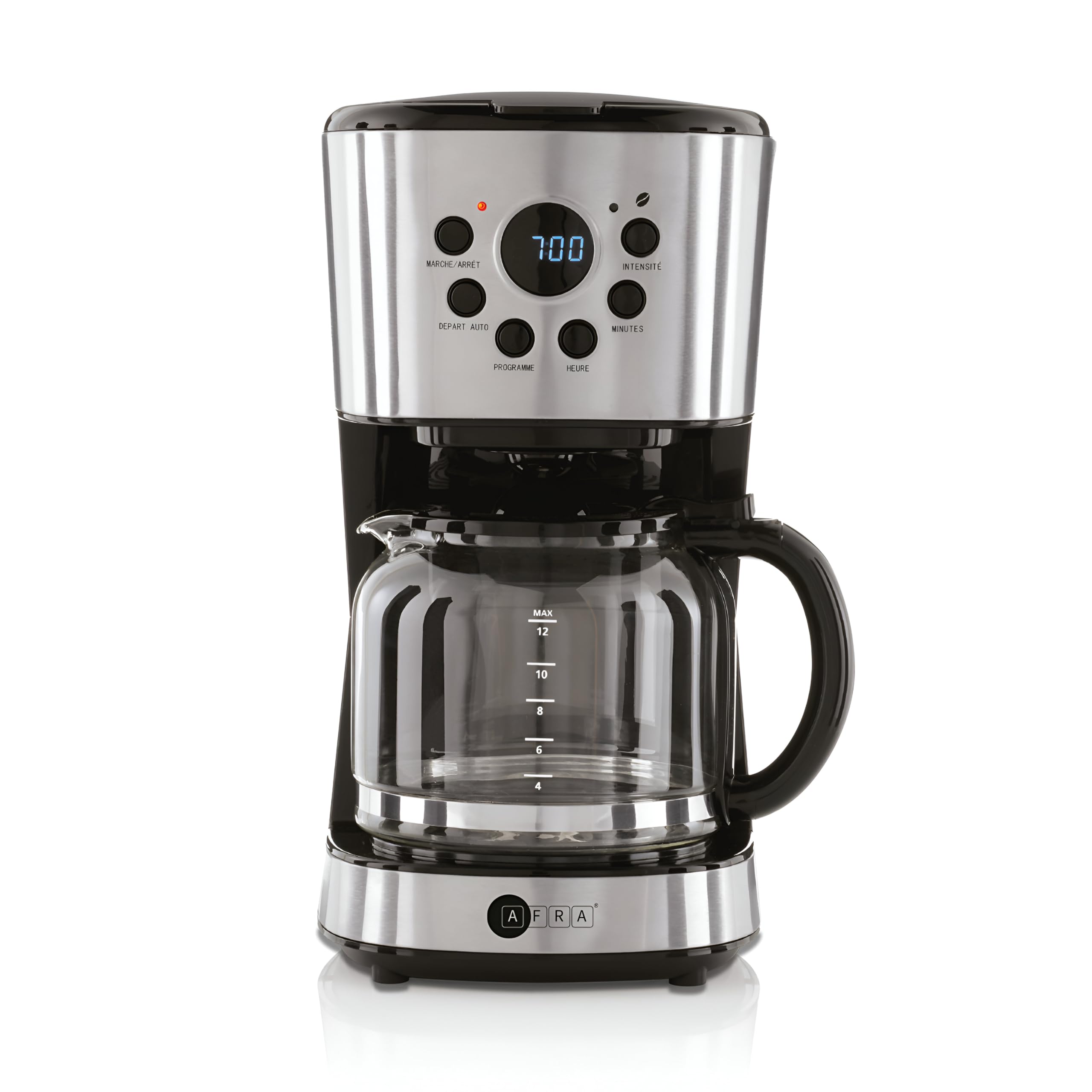 AFRA Coffee Maker, 1.5L Capacity, 900W, Anti-Drip, Removable filter holder, Automatic Shut off, Water level indicator, Stainless Steel Finish, Lighted on/off switch, AF-15900CMKSS, 2 years warranty