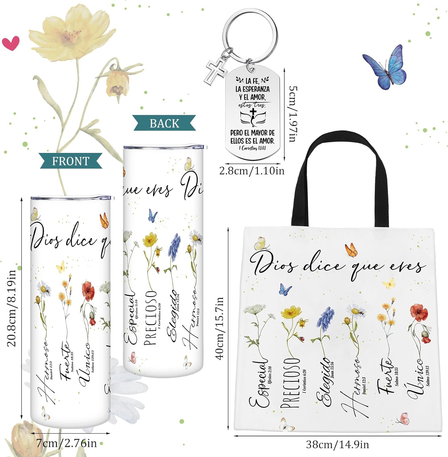 Christian Gifts for Women Faith Religious Spiritual Inspirational Gift Mothers Day Christian Tumbler Bible Tote Bag Regalos Cristianos En Espanol for Mom Sister Wife(Dios Dice Que Eres) - Image 2