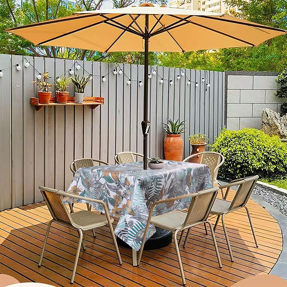Amonsa Outdoor Tablecloths for 4ft Rectangle Tables with Umbrella Hole Picnic Table Covers Waterproof Patio Table Cloths(Floral, Rectangle 54 x 72 Inch) : Patio, Lawn & Garden