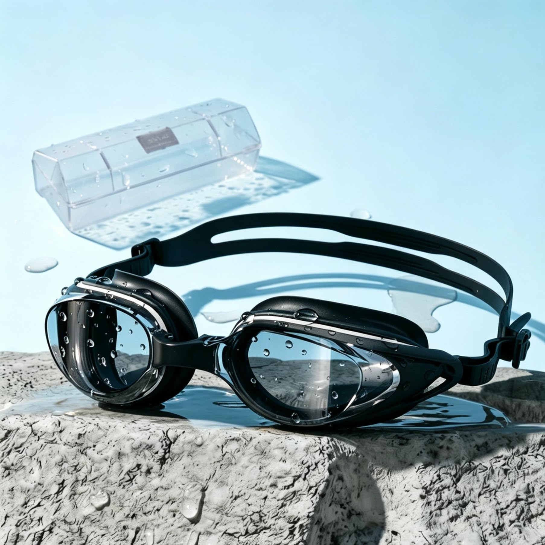Yuziwi Professional Anti-Fog Swimming Goggles with Prescription Wide Angle Clear Waterproof Diving Goggles for Men and Women -8.0 to 0.0 (-3.5, Black)