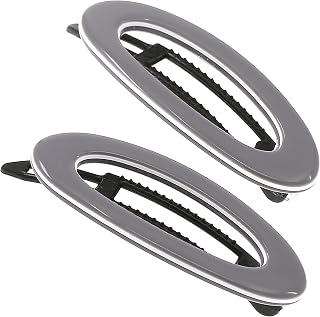 Camila Paris CP3368 French Hair Barrette Clip for Women, Handmade, Gray White, Side Slide-in Metal-Free Closure Strong Hold Grip Hair Clips for Girls, No Slip Durable Hair Accessories, Made in France