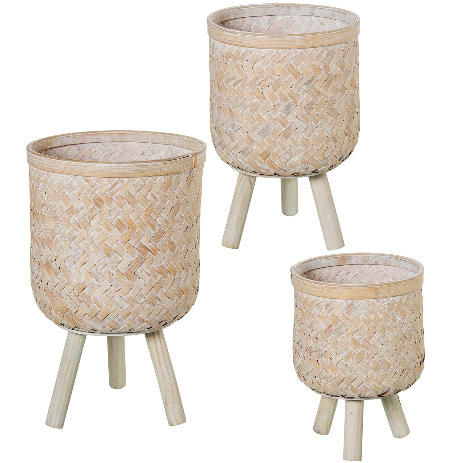 Pots Ronds en Bois Naturel DRW pour salon chaleureux