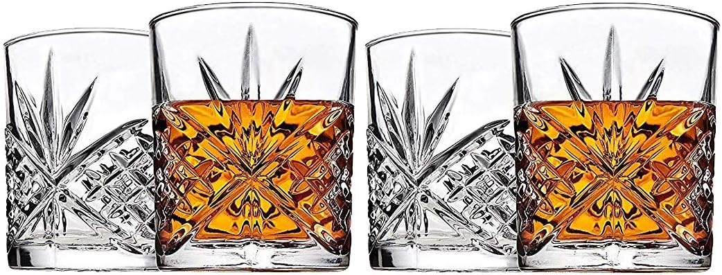 James Scott Double Old Fashioned Glasses, Set of 4, Europen Design with Gift Box, 11oz glasses