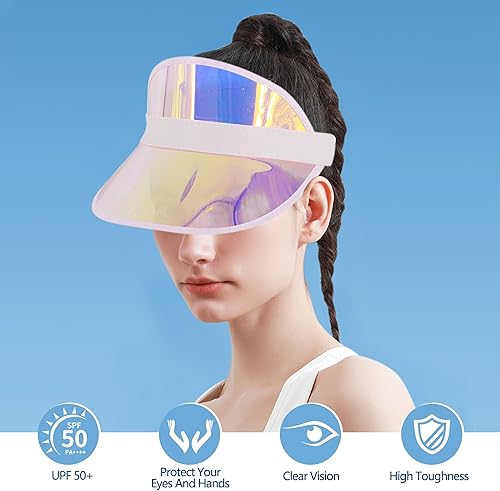 Miniatura 51 de Surkat Viseras solares transparentes de plástico con protección UV, sombrero para la cabeza, sombrero para golf, tenis, playa, ciclismo 1 paquete