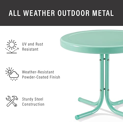 Vista 61 de Crosley Furniture Griffith - Mesa auxiliar de metal retro resistente a la intemperie para patio, terraza, porche, color rojo