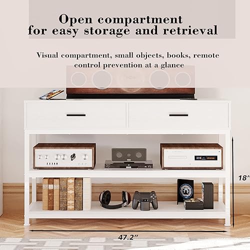 Miniatura 6 de IRONCK Soporte de TV para TV de 55 pulgadas con cajones, centro de entretenimiento, mesa consola de TV para sala de estar, gabinete de