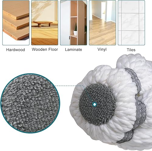 Miniatura 6 de Trapeador giratorio de 64 pulgadas para limpieza de suelos de madera dura, trapeador, mopas para limpieza de suelos con escurridor para cocina,