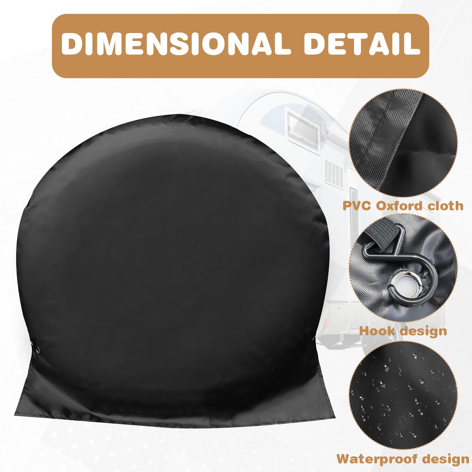 Fundas Protectoras para Ruedas de Caravana: WIYETY 2 Piezas Funda de Rueda 27"-29", Cubiertas de Rueda para Remolque for Caravan, Motorhome, Caravan, Black
