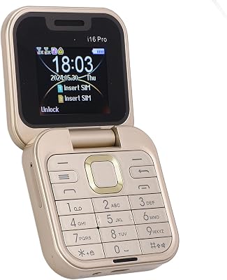 Zunate Mini Teléfono Móvil con Tapa 2G, Teléfono Celular Plegable con 2 Ranuras para Tarjetas SIM, Pantalla Pequeña de 1,77 Pulgadas, Teléfono con Tapa Desbloqueado (Gold)